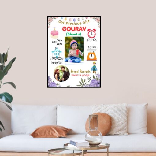 Personalized Baby Birth Frame White Colour | Newborn Photo Frame - Image 5