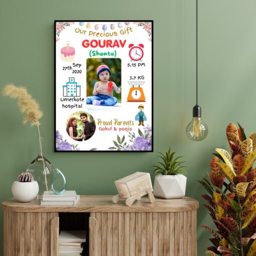 Personalized Baby Birth Frame White Colour | Newborn Photo Frame - Image 4