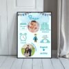 Personalized Baby Birth Frame Blue Colour | Newborn Photo Frame