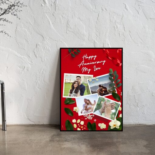 Personalised Anniversary Photo Collage Frame Red & White Colour 4 pic - Image 6