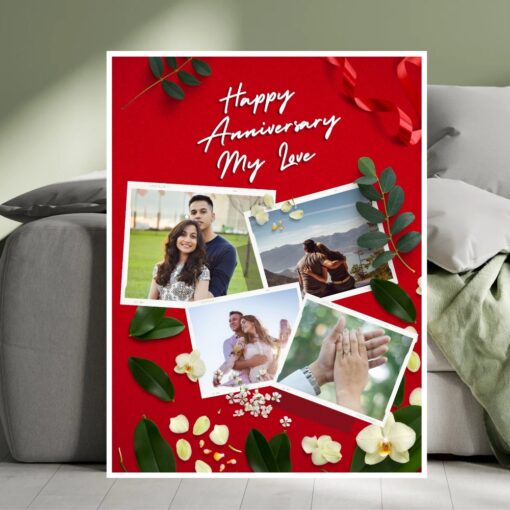 Personalised Anniversary Photo Collage Frame Red & White Colour 4 pic - Image 3