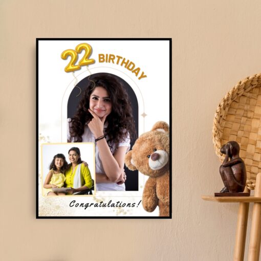 White Gold Birthday Frame with Photo - Image 5