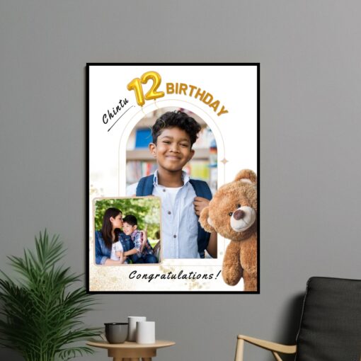 White Gold Birthday Frame with Photo - Image 4