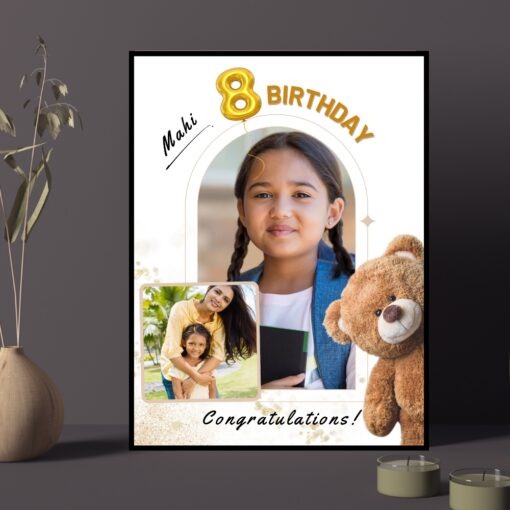 White Gold Birthday Frame with Photo - Image 3