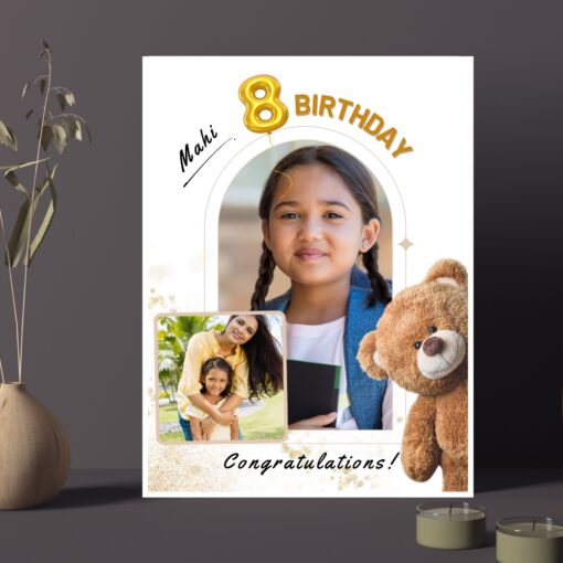 White Gold Birthday Frame with Photo - Image 6