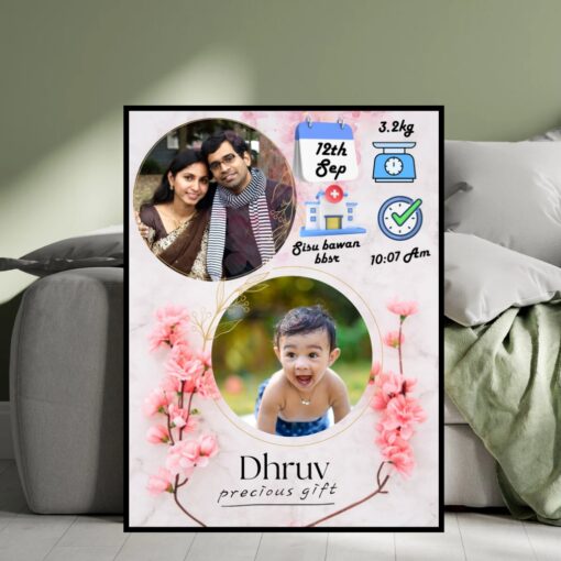 Personalized Floral Baby Birth Frame - Image 4
