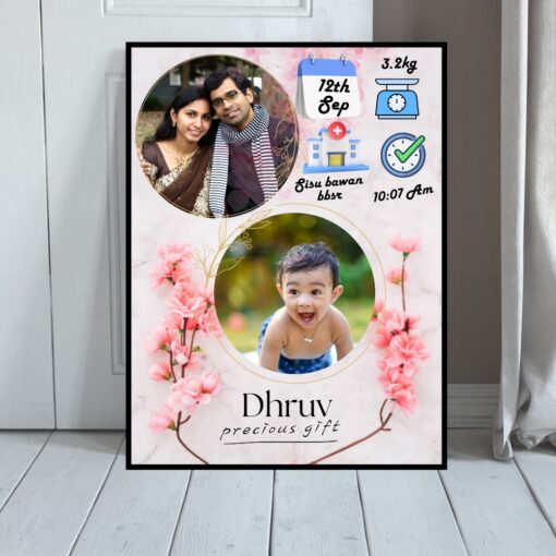 Personalized Floral Baby Birth Frame