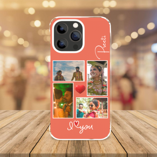Minimalist Collage Design Personalized Phone Case | Silicone Phone Case for Couples, Friends, Family or Gift