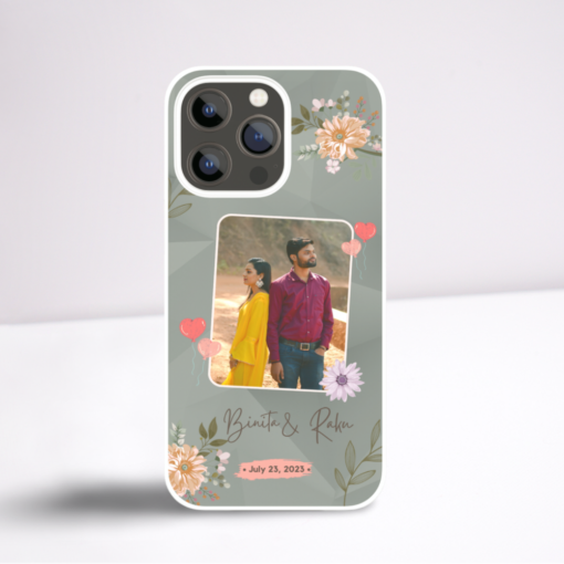 Wedding couple image with name printed silicone case