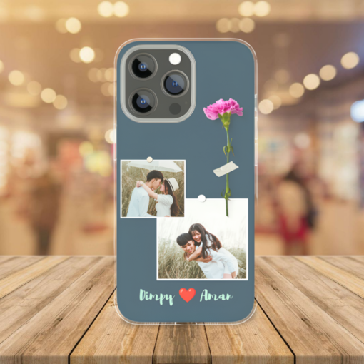 Minimalist Romantic Couple Photo Collage Personalized Silicone Phone Case - Image 4