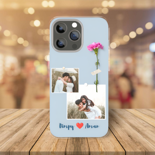 Minimalist Romantic Couple Photo Collage Personalized Silicone Phone Case - Image 3