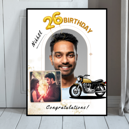 White Gold Birthday Frame with Photo
