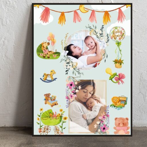 Personalized Colorful Baby Birth Frame