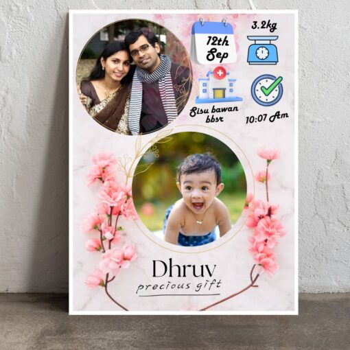 Personalized Floral Baby Birth Frame - Image 3