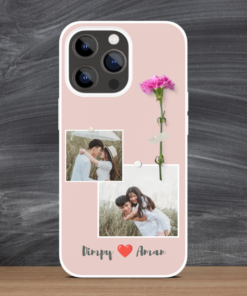 Minimalist Romantic Couple Photo Collage Personalized Silicone Phone Case