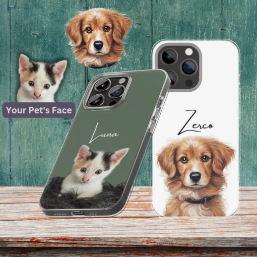 Custom Pet Phone Case Using Pet Photo With Name Printed Silicone Case