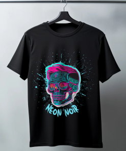 Neon Noir Skull Oversized T-Shirt | Premium 240 GSM Soft Cotton | Artfev