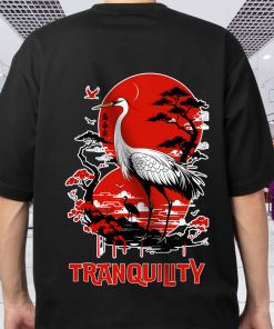 Tranquility Art! Oversized Back Graphic Printed T-Shirt | Premium 240 GSM Soft Cotton | Artfev