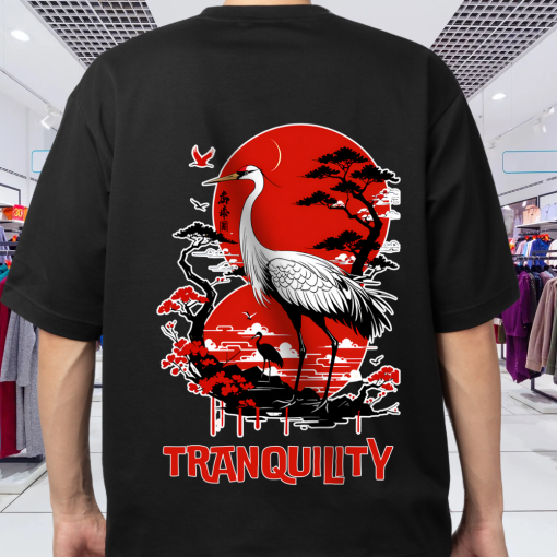 Tranquility Art! Oversized Back Graphic Printed T-Shirt | Premium 240 GSM Soft Cotton | Artfev