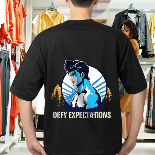 Defy Expectations! Oversized Back Graphic Printed T-Shirt | Premium 240 GSM Soft Cotton | Artfev
