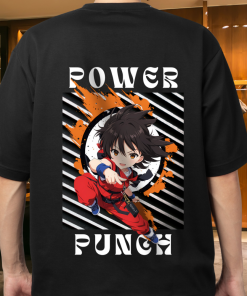 Power Punch! Oversized Back Graphic Printed T-Shirt | Premium 240 GSM Soft Cotton | Artfev