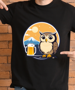 Premium Oversized T-shirt - Drunk Owl Art - Soft Cotton 240 GSM - Artfev