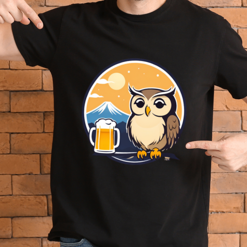 Premium Oversized T-shirt - Drunk Owl Art - Soft Cotton 240 GSM - Artfev