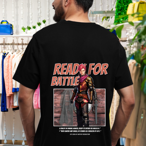 Ready For Battle! Design Oversized Back Graphic Printed T-Shirt | Premium 240 GSM Soft Cotton | Artfev